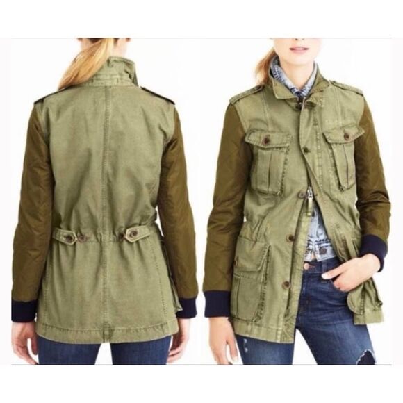 J CREW  Quilted  Boyfriend Fatigue Military Jacket Women's Size XS - Picture 1 of 9